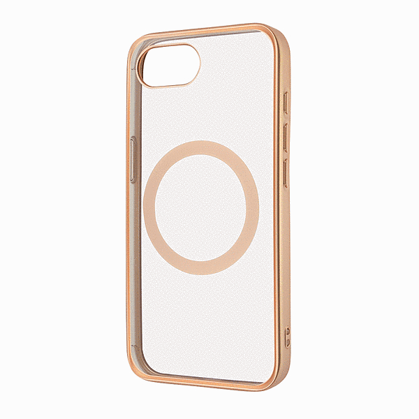 MagSafe対応 マグネットアクセサリー対応 衝撃吸収 バンパー マット メタリック ハイブリッドケース/ピンクゴールド