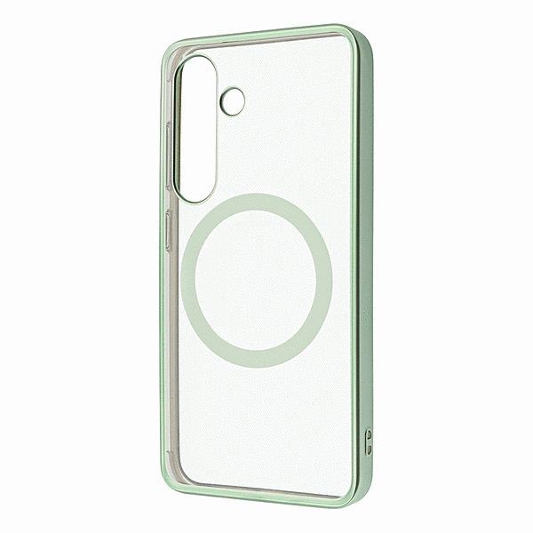 MagSafe対応 マグネットアクセサリー対応 衝撃吸収 バンパー マット メタリック ハイブリッドケース/ライトグリーン