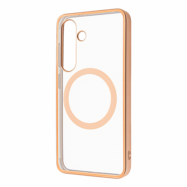 MagSafe対応 マグネットアクセサリー対応 衝撃吸収 バンパー マット メタリック ハイブリッドケース/ピンクゴールド