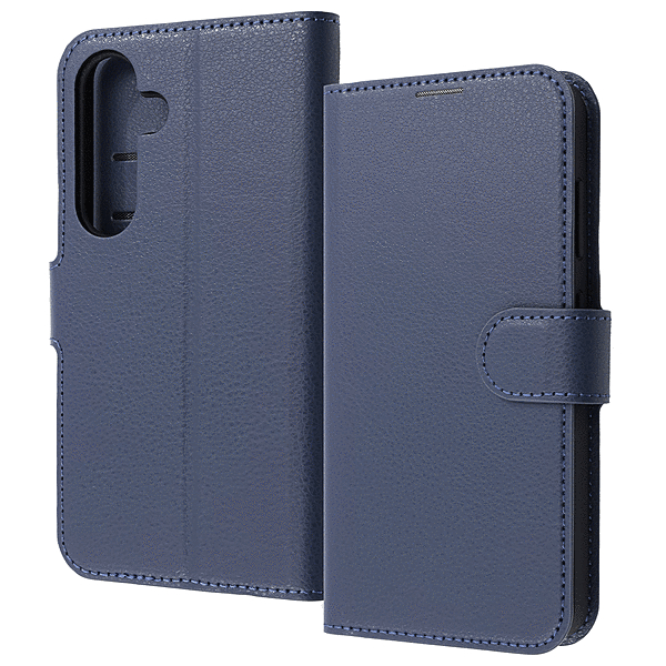 耐衝撃 手帳型レザーケース シンプル マグネット/ダークネイビー