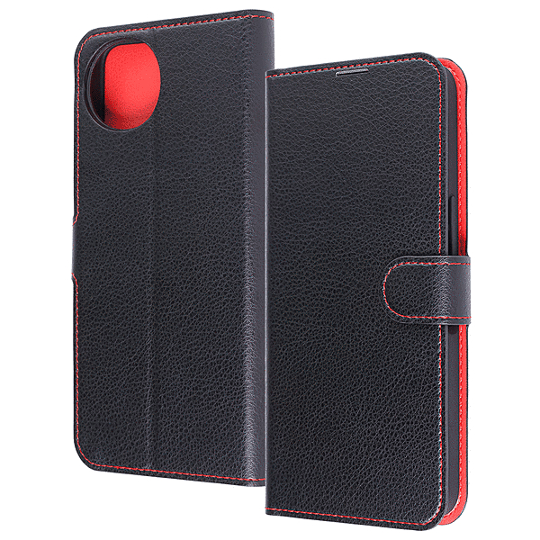 マグネットベルト 手帳型レザー/ブラック/レッド