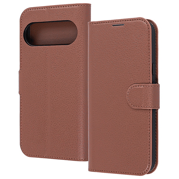 手帳型レザーケース マグネット ブラウン