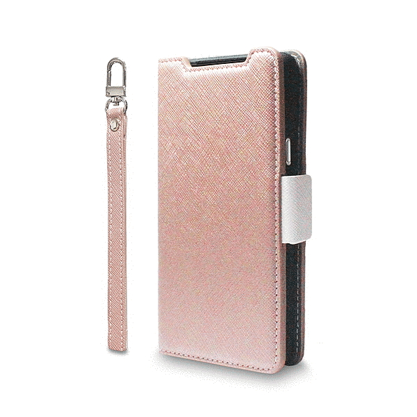 手帳型ケース/シャンパンローズ_ホワイト