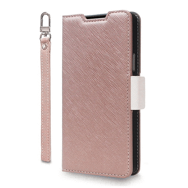 手帳型ケース/シャンパンローズ_ホワイト