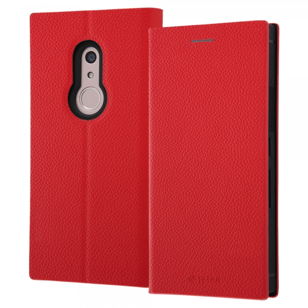 耐衝撃 手帳型レザーケース TETRA サイドマグネット/レッド