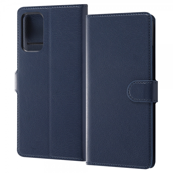 耐衝撃 手帳型レザーケース シンプル マグネット/ダークネイビー