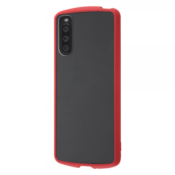 Puffull 耐衝撃 バンパー ハイブリッドケース/クリア/レッド