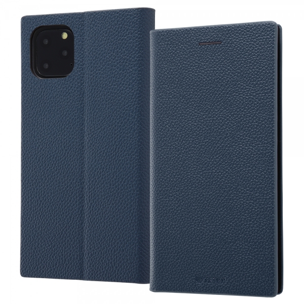 耐衝撃 手帳型レザーケース TETRA サイドマグネット/ダークネイビー