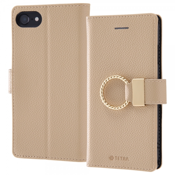 耐衝撃 手帳型レザーケース TETRA リング付き/モカ
