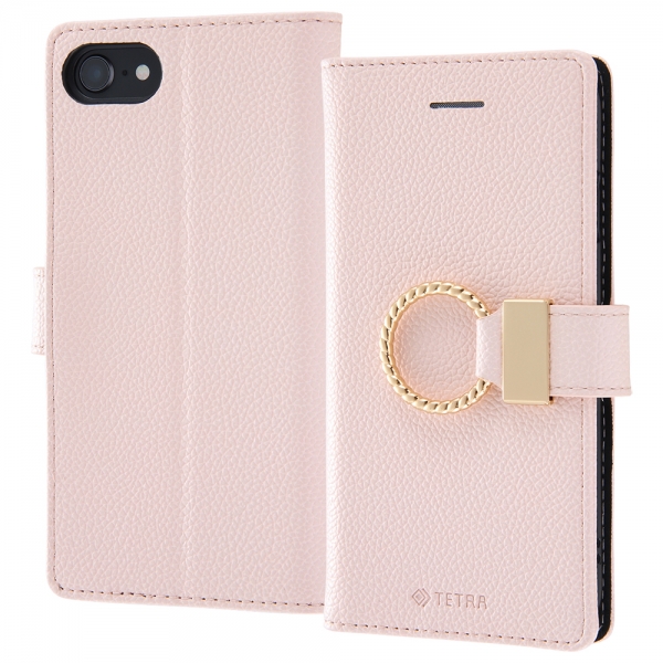 耐衝撃 手帳型レザーケース TETRA リング付き/ピンク