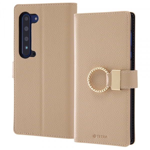 手帳型レザーケース TETRA リング付き/モカ