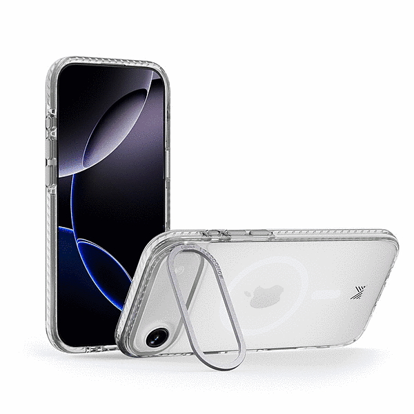 スタンド付きマグネット搭載ケース/トランスパレント/シルバー