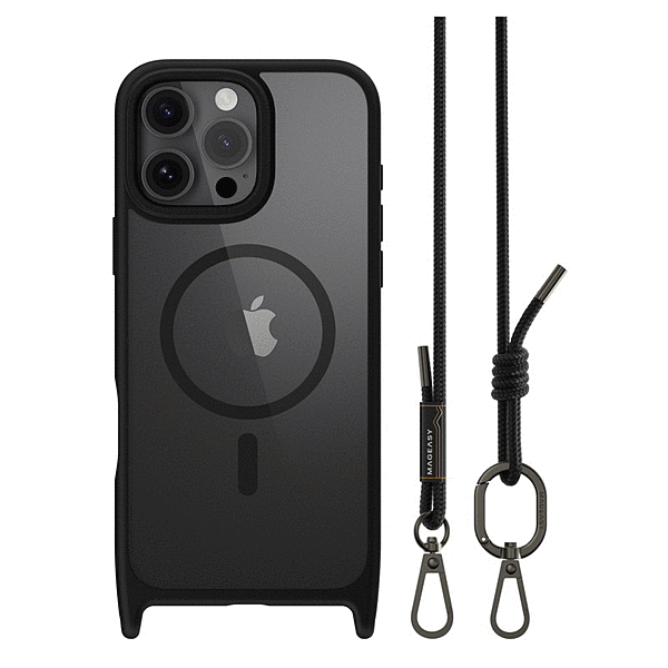 MagSefe対応ストラップ付きケース/ブラック/ブラック