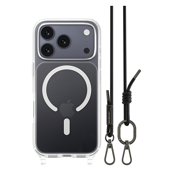 MagSefe対応ストラップ付きケース/トランスパレント/ブラック