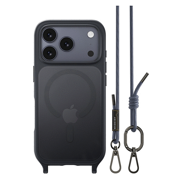 MagSefe対応ストラップ付きケース/ミッドナイト/リバーサイトブル