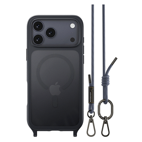 MagSefe対応ストラップ付きケース/ミッドナイト/リバーサイトブル