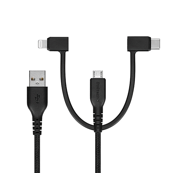 Type-A microUSB Lightning Type-C 3in1ケーブル2m ブラック