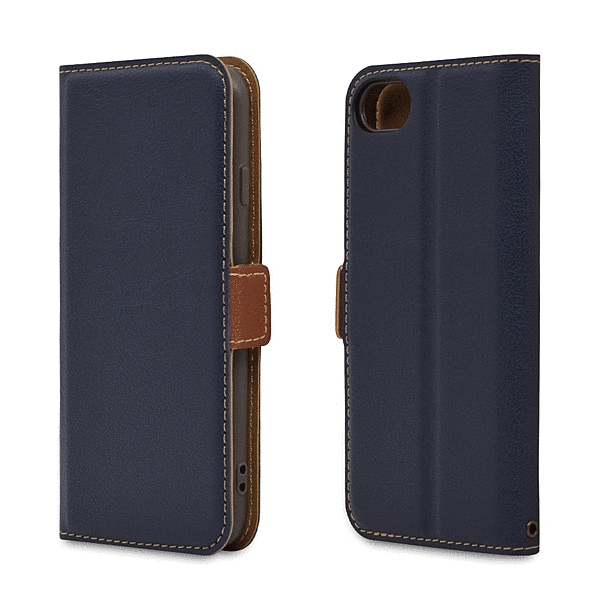薄型手帳サイドマグネットケース 衝撃吸収 ネイビー/ブラウン