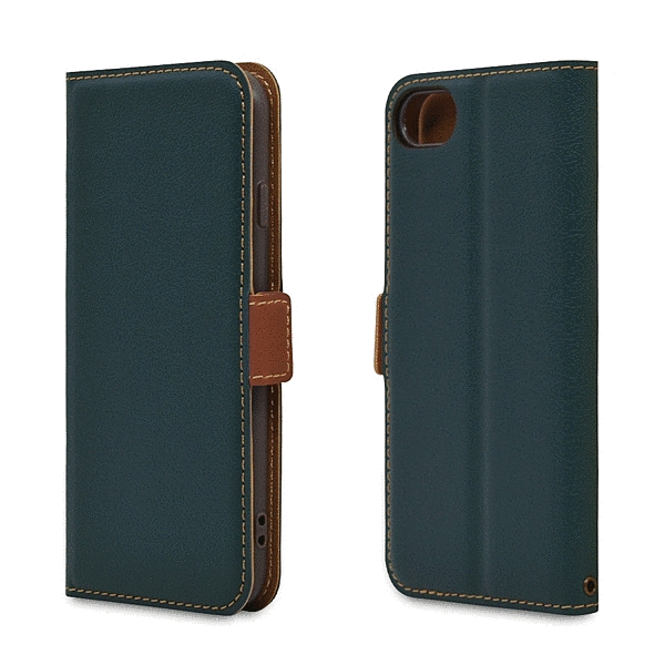 薄型手帳サイドマグネットケース 衝撃吸収 グリーン/ブラウン