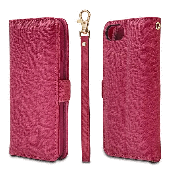 ハンドストラップ付き手帳型ケース マゼンタ