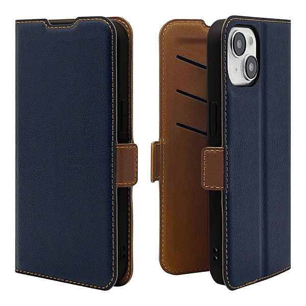 薄型手帳サイドマグネットケース 衝撃吸収 ネイビー/ブラウン