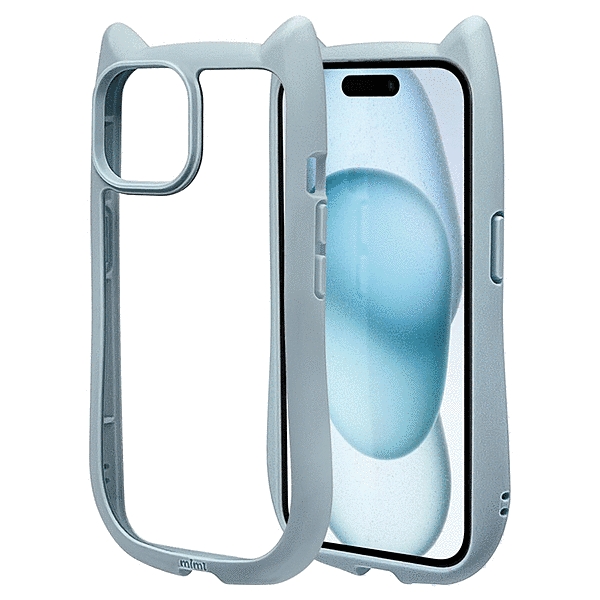 mimi 猫耳ハイブリッドケース TPU/PC MIL規格準拠 スモーキーブルー