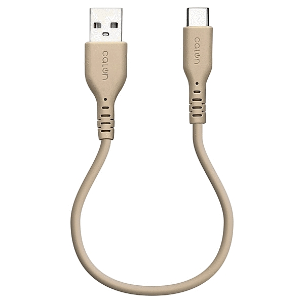 calon USB-A to Type-C 柔らかシリコンケーブル 0.2m トープ