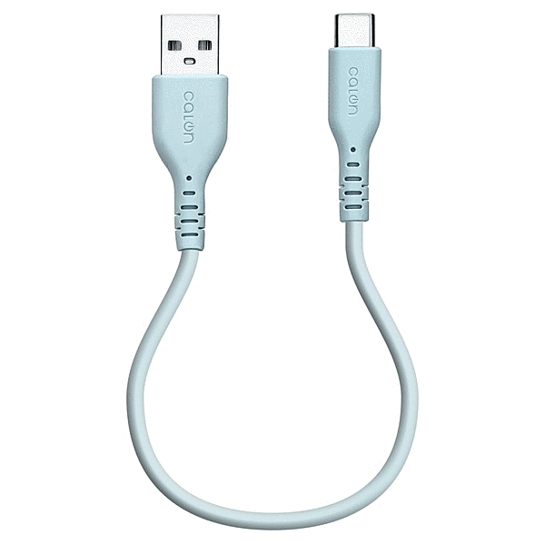 calon USB-A to Type-C 柔らかシリコンケーブル 0.2m スモーキーブルー