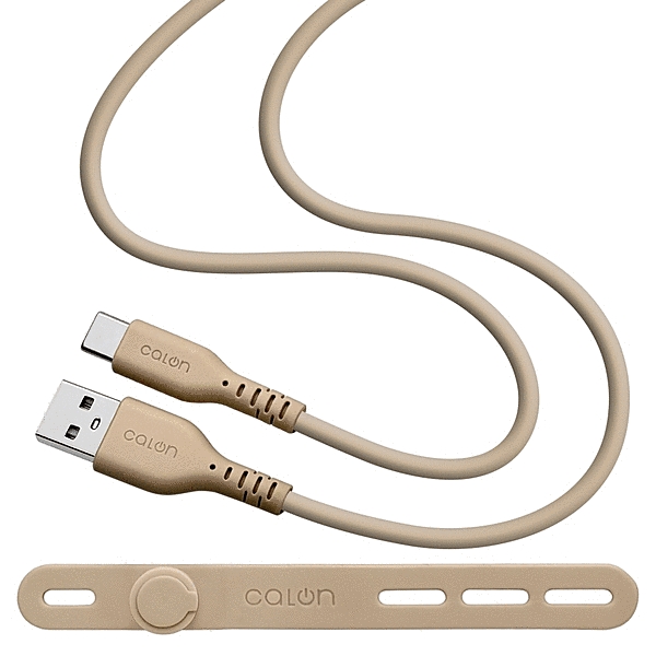 calon USB-A to Type-C 柔らかシリコンケーブル 1.0m トープ