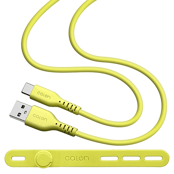 calon USB-A to Type-C 柔らかシリコンケーブル 1.0m ライムイエロー