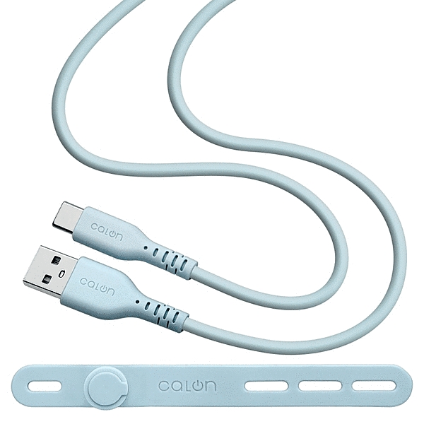 calon USB-A to Type-C 柔らかシリコンケーブル 1.0m スモーキーブルー