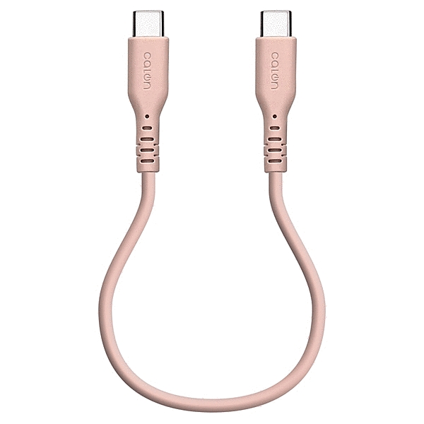 calon Type-C to Type-C 柔らかシリコンケーブル 0.2m スモーキーピンク