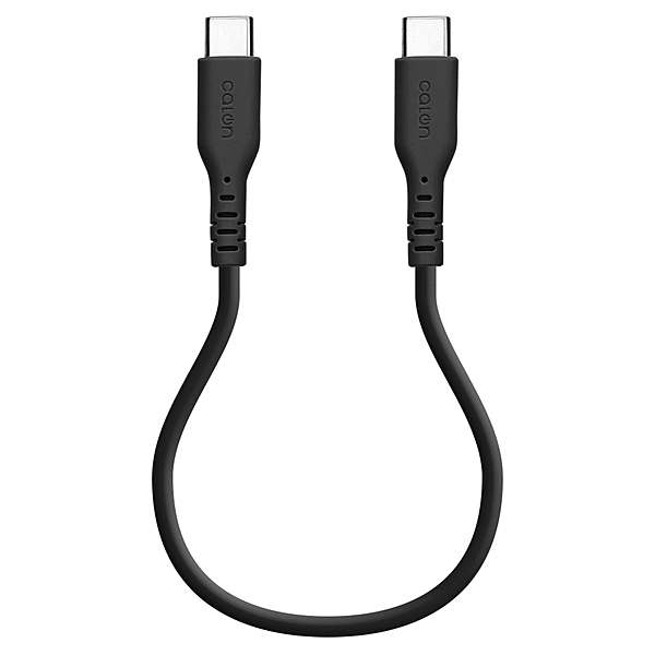 calon Type-C to Type-C 柔らかシリコンケーブル 0.2m チャコールグレー