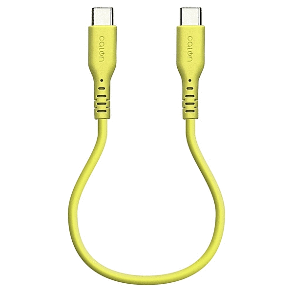 calon Type-C to Type-C 柔らかシリコンケーブル 0.2m ライムイエロー