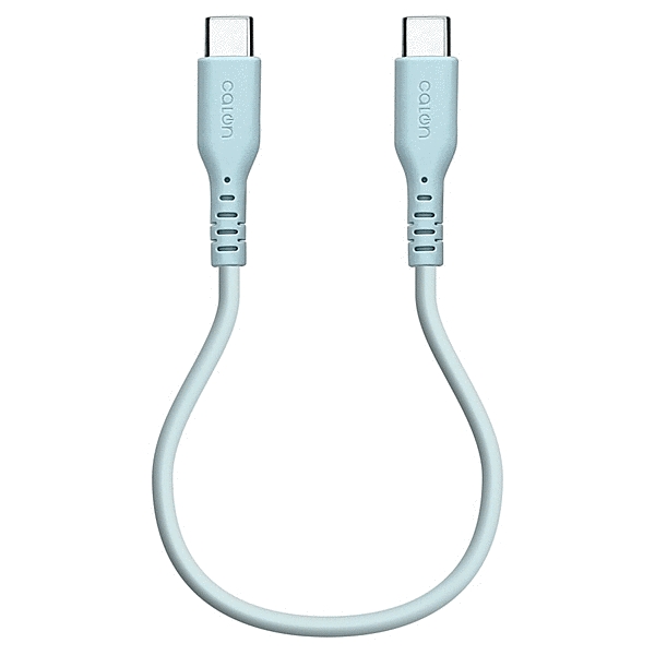 calon Type-C to Type-C 柔らかシリコンケーブル 0.2m スモーキーブルー