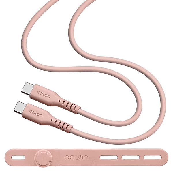 calon Type-C to Type-C 柔らかシリコンケーブル 1.0m スモーキーピンク