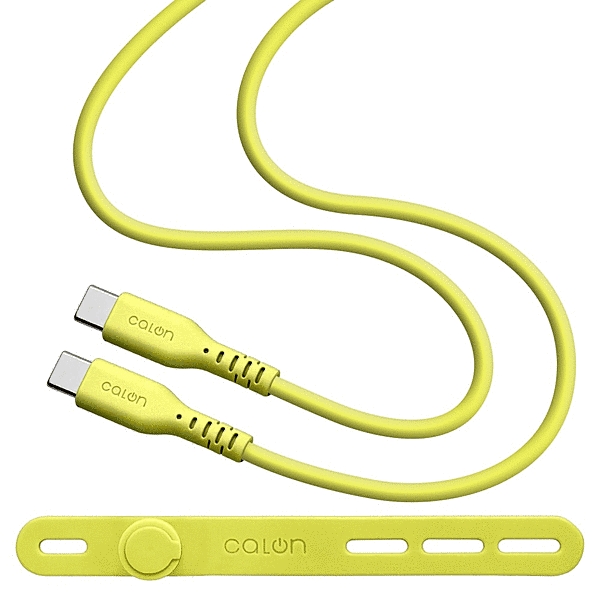calon Type-C to Type-C 柔らかシリコンケーブル 1.0m ライムイエロー