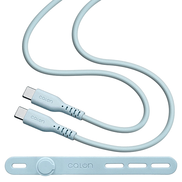 calon Type-C to Type-C 柔らかシリコンケーブル 1.0m スモーキーブルー