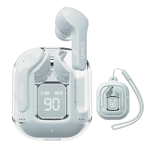 calon BT5.3 完全ワイヤレスイヤホンマイク AAC対応 シリコンケース ストラップ付き スモーキーブルー