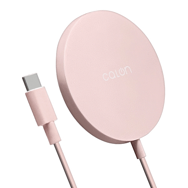 calon ワイヤレスチャージャー 5/7.5/10/15W 1m Type-Cケーブル直付 スモーキーピンク