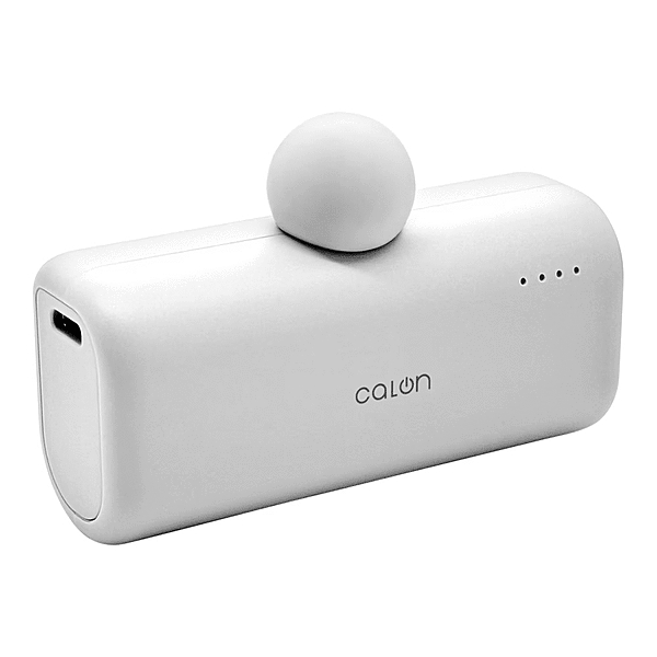 calon 5000mAh Type-C直付けモバイルバッテリー Cオス Cメス 20W出力 ホワイト