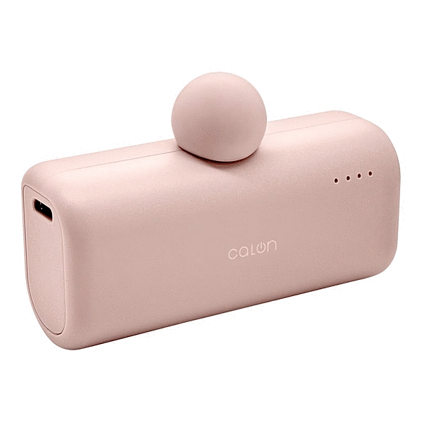 calon 5000mAh Type-C直付けモバイルバッテリー Cオス Cメス 20W出力 スモーキーピンク