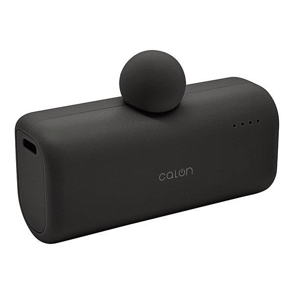 calon 5000mAh Type-C直付けモバイルバッテリー Cオス Cメス 20W出力 チャコールグレー