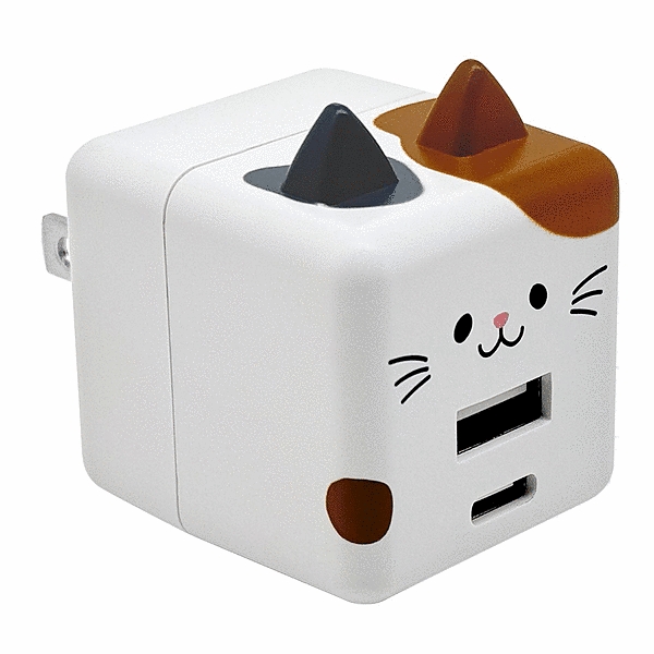 モバにゃー AC充電器Type-C USB-A PD20W こはく