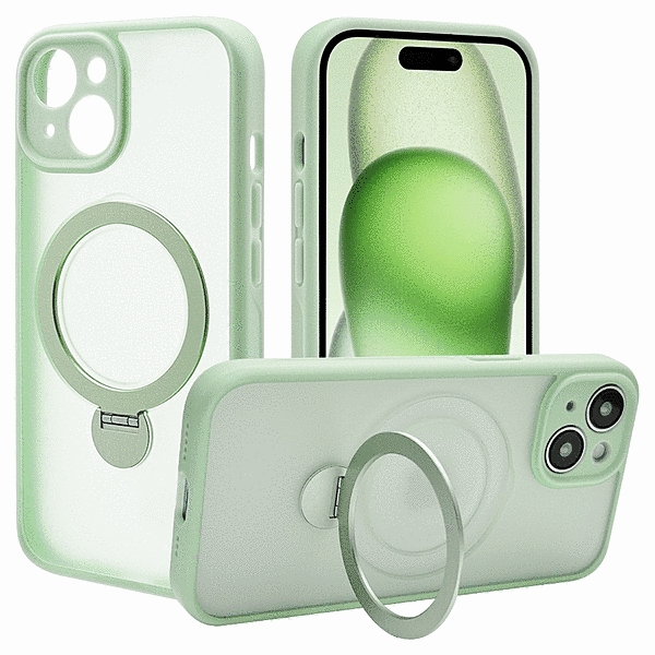 ZEROSAFE Shaft カメラ周囲保護 Magsafe対応 360°回転スタンドケース フロストグリーン