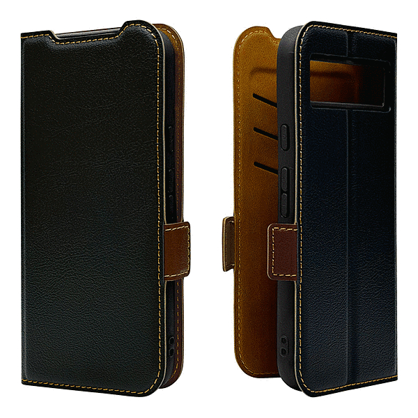 薄型手帳サイドマグネットケース 衝撃吸収 ブラック/ブラウン