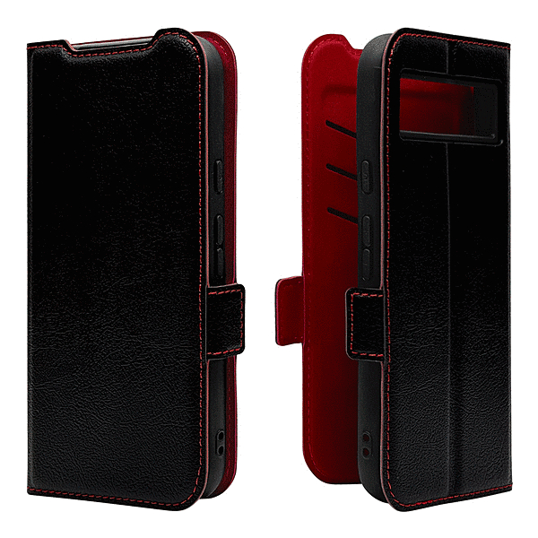 薄型手帳サイドマグネットケース 衝撃吸収 ブラック/レッド