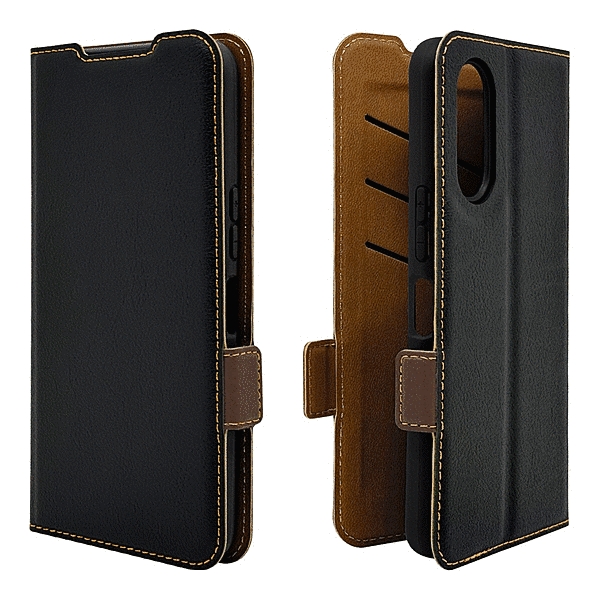 薄型手帳サイドマグネットケース 衝撃吸収 ブラック/ブラウン