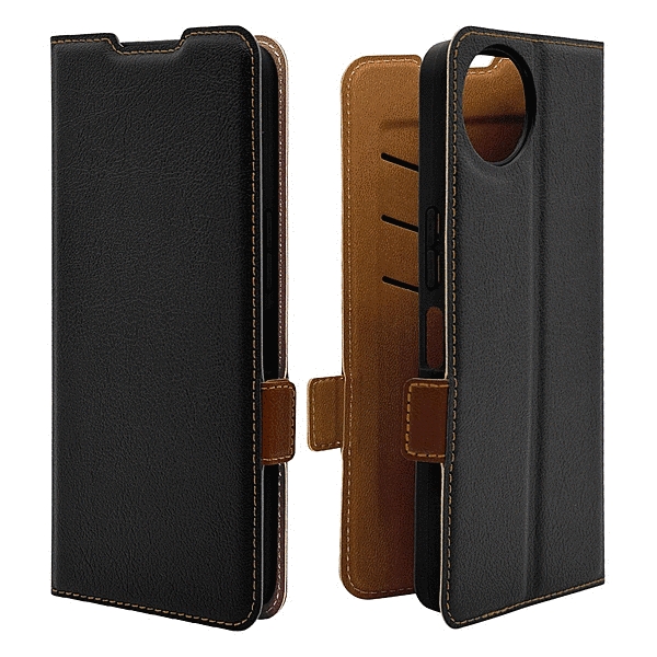 薄型手帳サイドマグネットケース 衝撃吸収 ブラック/ブラウン