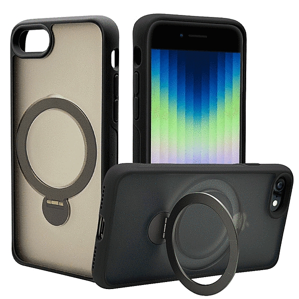 ZEROSAFE Shaft カメラ周囲保護 Magsafe対応 360°回転スタンドケース フロストブラック